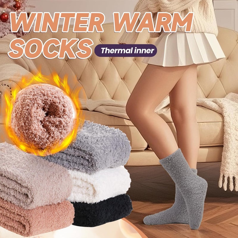 AMENLAN Store Women Fuzzy Slipper Socks Winter Microfiber Soft Cozy Plush Fluffy Socks Warm Comfy Thermal Home Sleeping Socks - Image 2